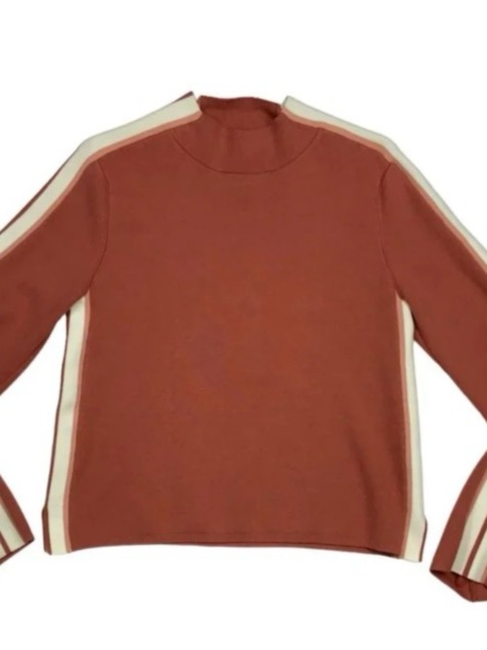 Veronica Beard Dusty Rose Heavy Knit Mock Turtleneck Cropped Sweater